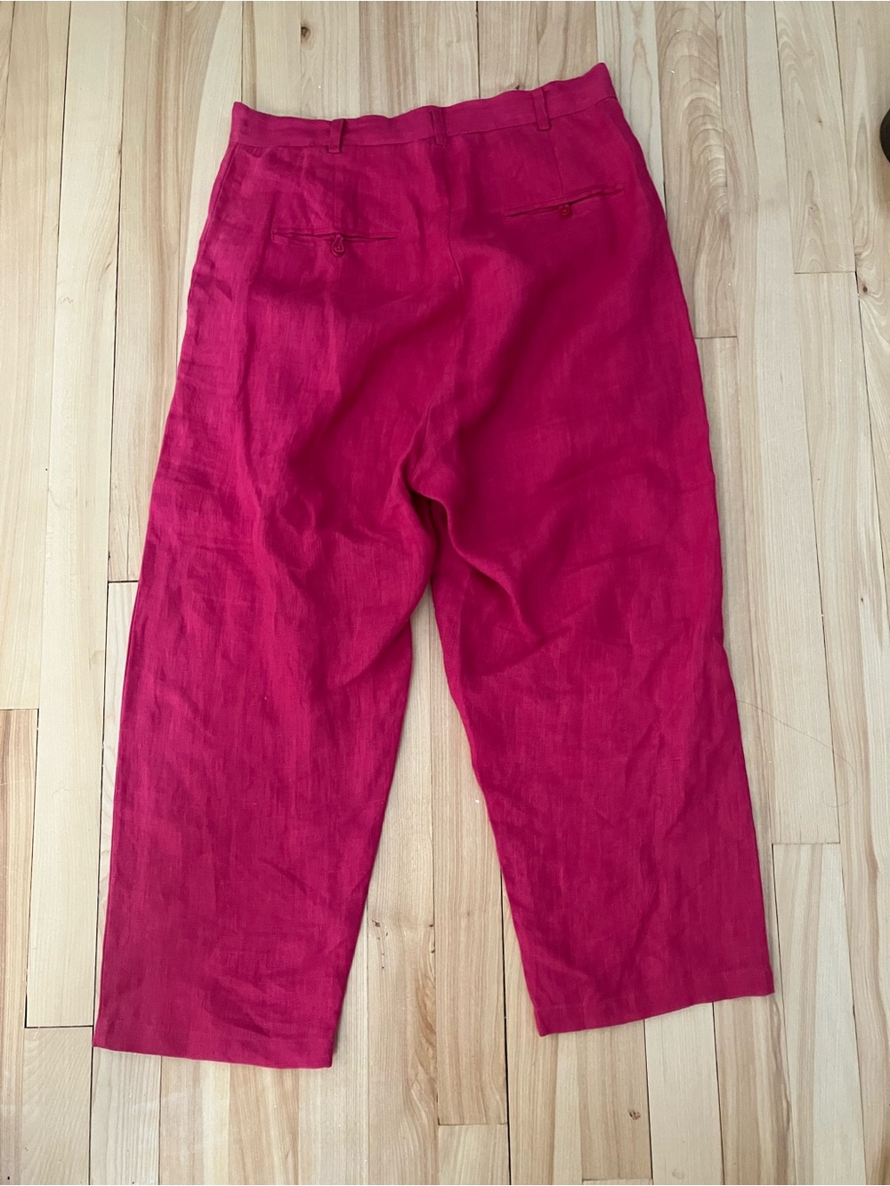 Mes Demoiselles Raspberry-Pink Button Front Linen Pants - Picture 5 of 9